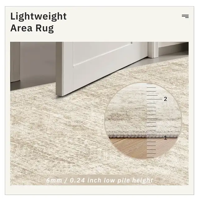 Soalmost Washable Area Rug 8x10 Large Soft Beige  in Rugs, Carpets & Runners in Hamilton - Image 5