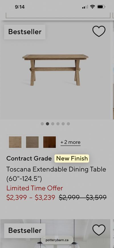 Pottery Barn Toscana Table 104 inches extended., View more