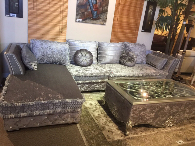 BRAND NEW - Silver Grey Sectional Sofa Set  & coffee table in Couches & Futons in Delta/Surrey/Langley - Image 2