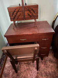 Antique sewing machine in desk 