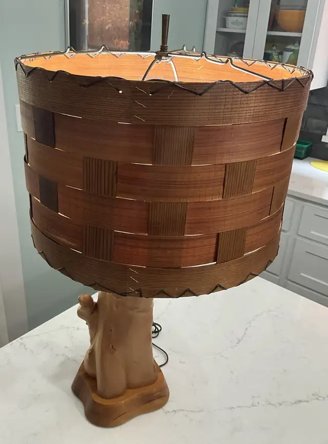 MCM Cyprus Knee Wooden Lamp With Two Tone Lamp Shade in Indoor Lighting & Fans in Owen Sound - Image 10