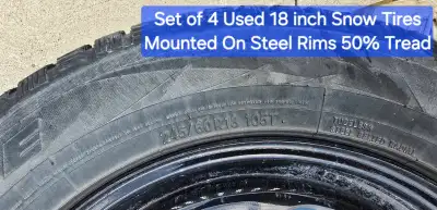 Used set of 4 Snow tires (245/60R18 105T) & rims for sale. Remained from my sold Ford Explorer Appro...