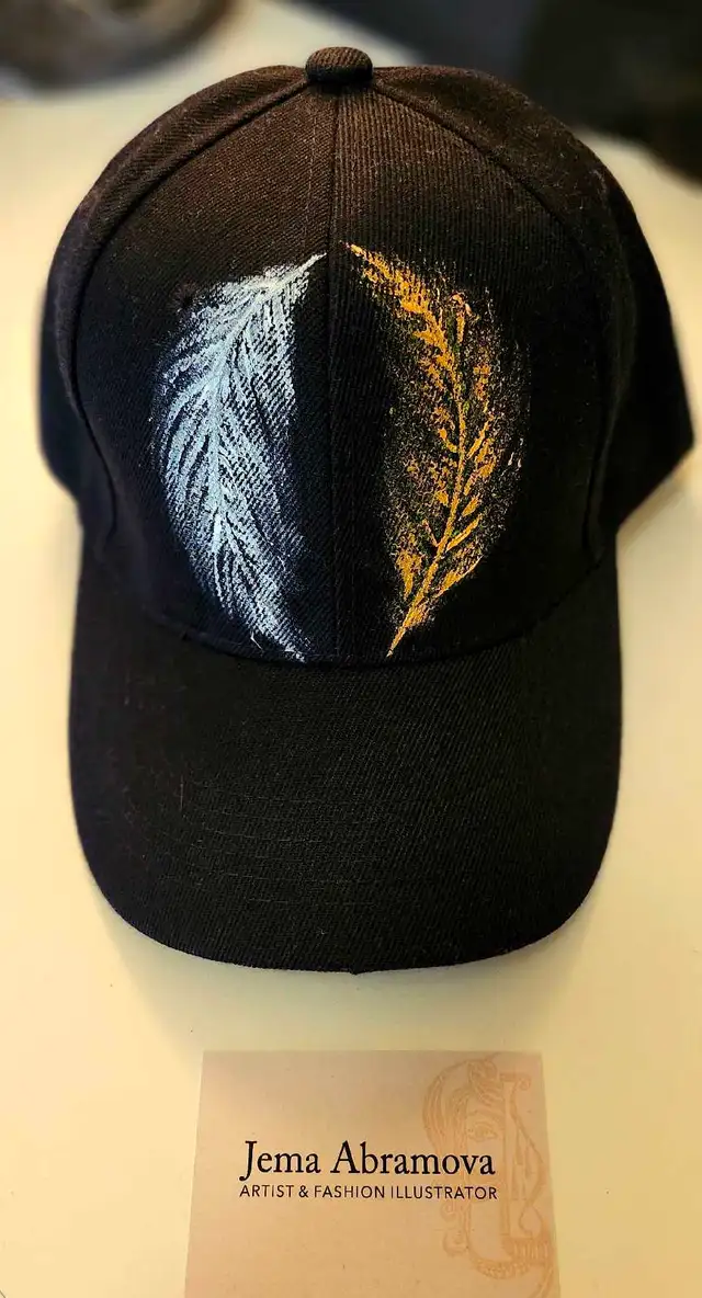 Hand-Painted Black Cap – One of a Kind