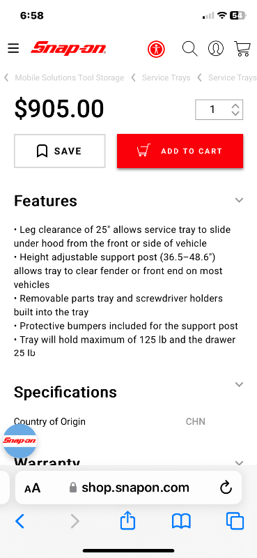 Snap on tool cart in Hand Tools in City of Toronto - Image 7