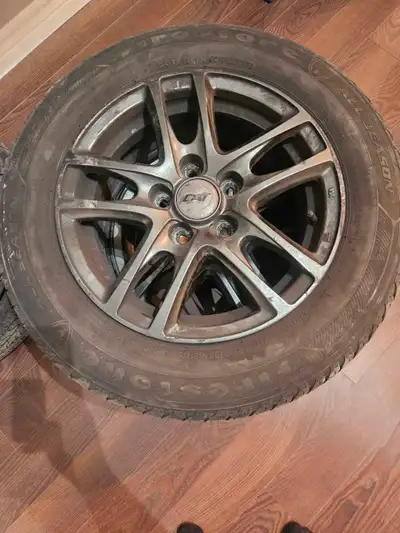 Set of 4, 195/65/15 Firestone All-Season Tires on 5x112 bolt pattern rims. Good tread, no patches or...