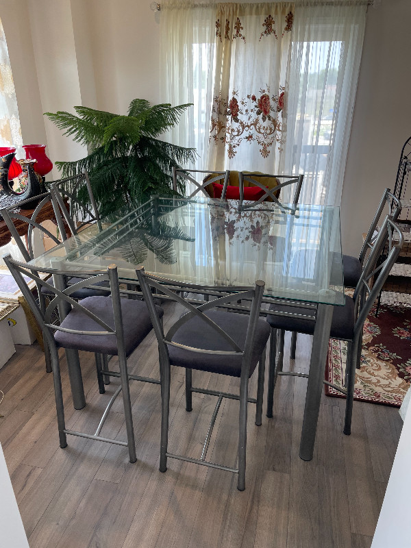 Elegant Square Glass Top Table Set 54" with 8 Chairs (O.B.O) | Dining Tables  & Sets | Ottawa | Kijiji