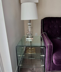 Modern Glass End Table and lamp for sale