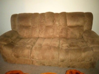 BROWN 3 PERSON SEUDE COUCH 