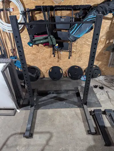 Squat Rack + Bar + Weights + Bench, View more