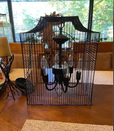 Bird cage chandelier, 6 bulbs 16 3/4”high X 13.5"wide x 10.5”deep Pick up Washago $40