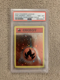 Pokémon 2002 Pokémon League Holo Fire Energy Promo PSA 8