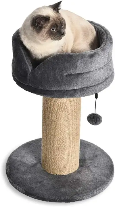 - new in box : Amazon Basics Large Cat Scratching Post Tree Tower with Platform Bed - 16 x 16 x 21 I...