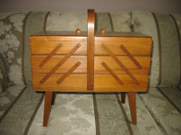 Wooden sewing basket