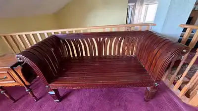 Mahogany Solid Wood 3- Seater Empire - Style Bench, View more