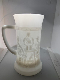 Milk Glass Mug Stein - 6in tall