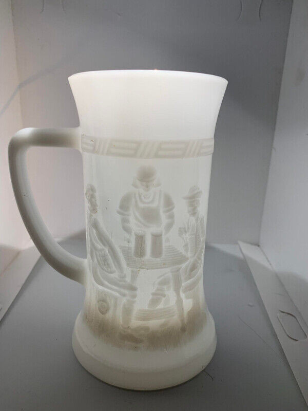 Milk Glass Mug Stein - 6in tall in Arts & Collectibles in Fredericton