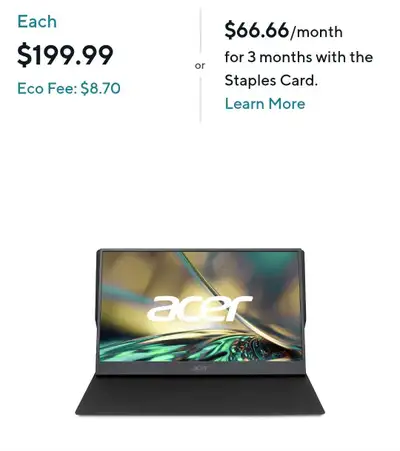11:00 a.m.)LED & LCD MonitorsAcer 15.6" Portable IPS Monitor, View more