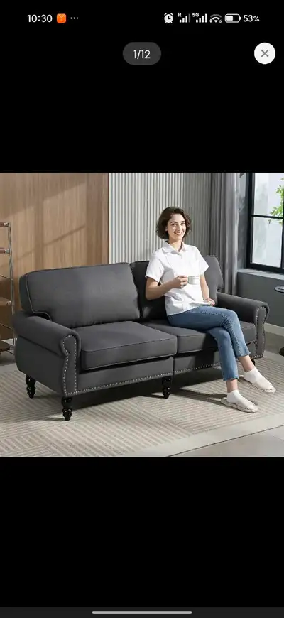  Double Sofa with Sponge Padding, 2 Seater Sofa Couch, View more