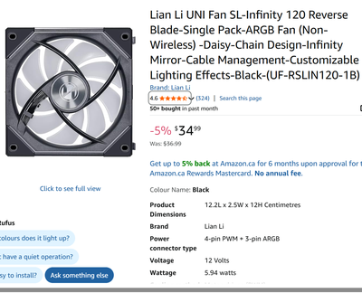 Lian Li UNI Fan SL-Infinity 120 Reverse Blade-Single Pack-ARGB, View more