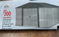 For sale: Driftwood series 10 x 10 metal shed