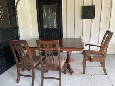 Large wooden Dining room table and chairs set , View more