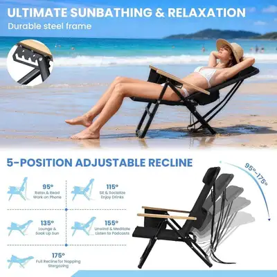 5-Position Adjustable Folding Beach Chair, View more