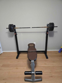 Adjustable weight bench and weights