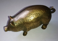 Antique Brass Pig  Hog Figurine