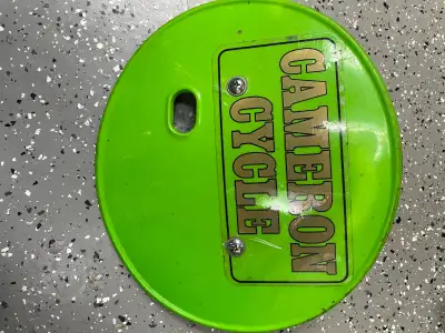 Kawasaki MX Oval front number plate $50.00 Honda Elisnore 250/125 gas cap $50.00