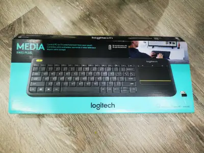K400 Plus Wireless Touch Keyboard Wireless Touch TV Keyboard With Easy Media Control and Built-in To...