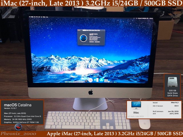  iMac (27-inch, Late 2013 ) 3.2GHz i5/ 24GB Ram ,500GB SSD Mint in Desktop Computers in Ottawa