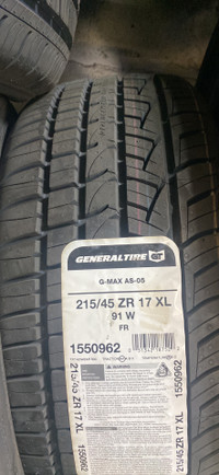 Set of 4 new 215 45 17 General or star fire $800 installed 