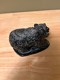 Vintage-a Wolf original soapstone hand made. Bear with Fish