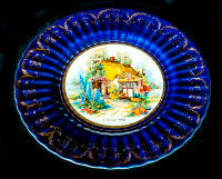 Vintage Royal Victoria Wade Pottery Cobalt Blue Plate