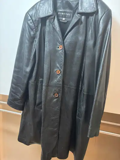 Dimitri Leather Black Coat Size XL, View more