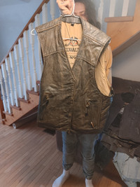 brown leather Motorcycle Vest