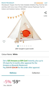White Canvas toddler tent