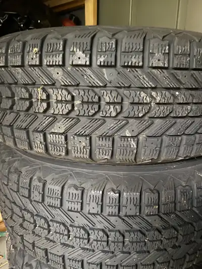 Firestone winter force winter tires on steelies. Bolt pattern on rims is 5x120. Used for 1 season.