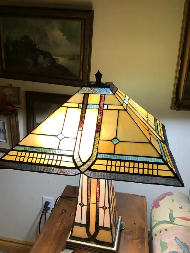 Double Lit Mission Style Stained Glass Tri-Light Table Lamp | Indoor ...
