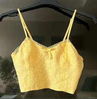 NEW - Forever 21 - Yellow Lace Bustier Cropped Cami Top (Size S)