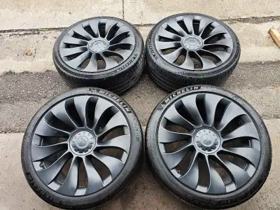 Off 2023 set of 4 original 21" Tesla model Y rims with Michellin pilot sport all season tires on the...