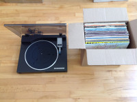 Sony Linear Tracking Turntable and  Box of Records