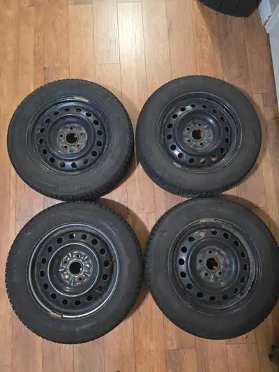 Snow Tires 215/60R16 Michelin X-Ice on steel rims. Rims for Toyota Camry Center Bore / Hub Bore: 60....