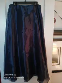 Fulll Length Navy Blue Taffeta Skirt