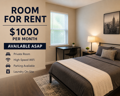 Room for Rent – $1,000/Month Clean and comfortable room available for rent in a quiet and respectful...