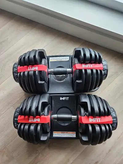 Perfect condition adjustable dumbells. Bench back adjustable from 90° to -15°. $300 for a single dum...