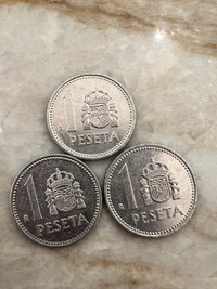 Collection of Spain Pesetas - 5 & 1  SEE Description - 14 coins