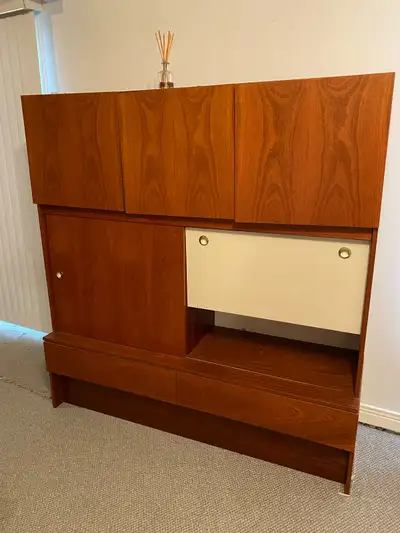 Teak High Buffet/Sideboard Beautiful Vintage Storage piece, View more