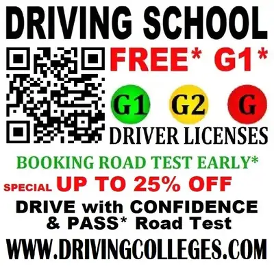 Byron l & area BOOK ROAD TEST EARLY* FREE* G1 up to 25% OFF WWW.DRIVINGCOLLEGES.COM DRIVE with CONFI...