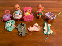 Mini dolls, clothes and accessories. Cry baby house and doll